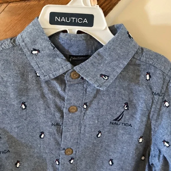 Nautical Brand Size 2T Boys Navy Blue Jeans Button Down Shirt NWT - Picture 2 of 5